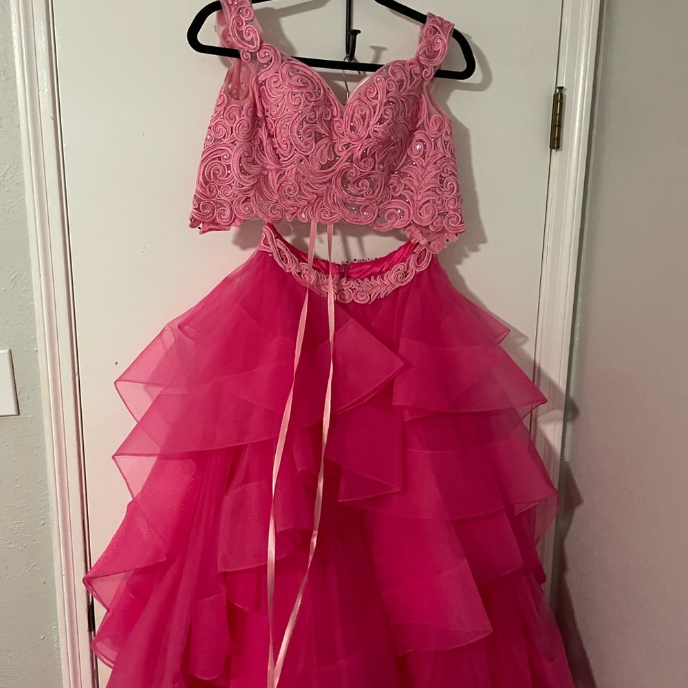 2 pc pink prom dress